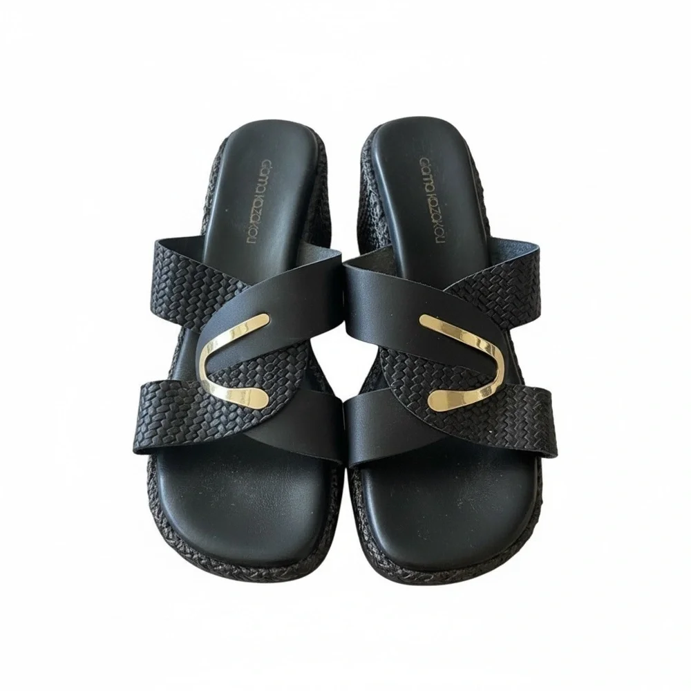 Gianna Kazakou Handmade Greek Black Leather Sandals – Size 40 (Never Worn) - Picture 6 of 8